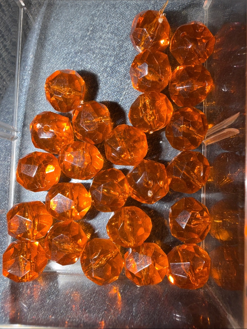 Vintage Faceted Orange Acrylic Beads